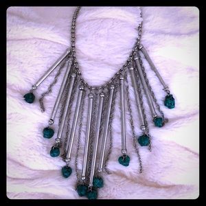 Turquoise Oxidized Silver Bohemian Necklace